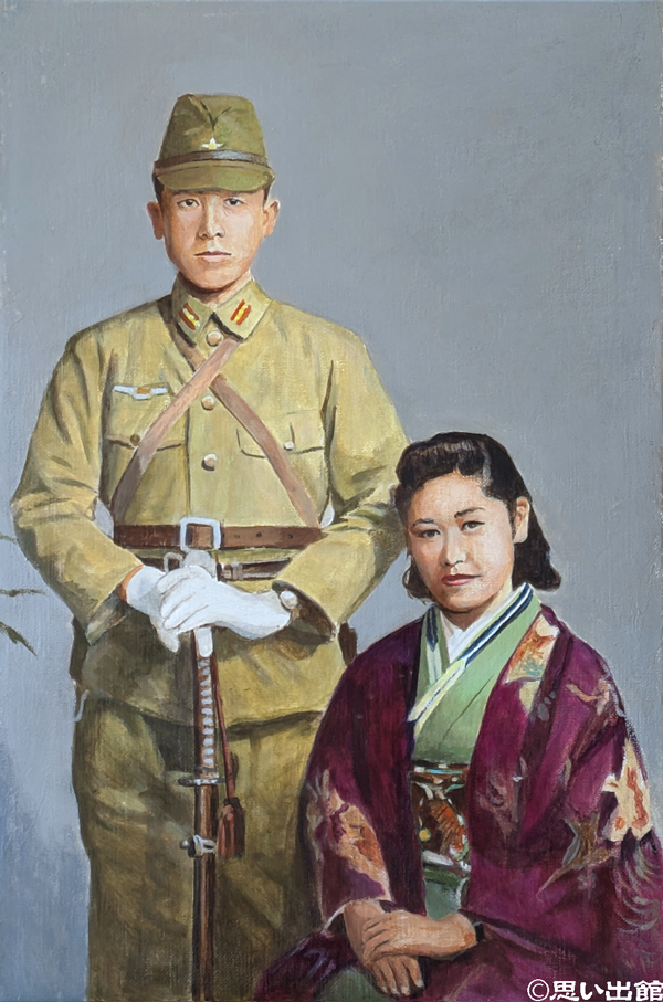 谷藤徹夫少尉夫妻のカラー画像