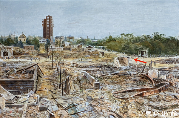 大地震後の浅草　油絵画像